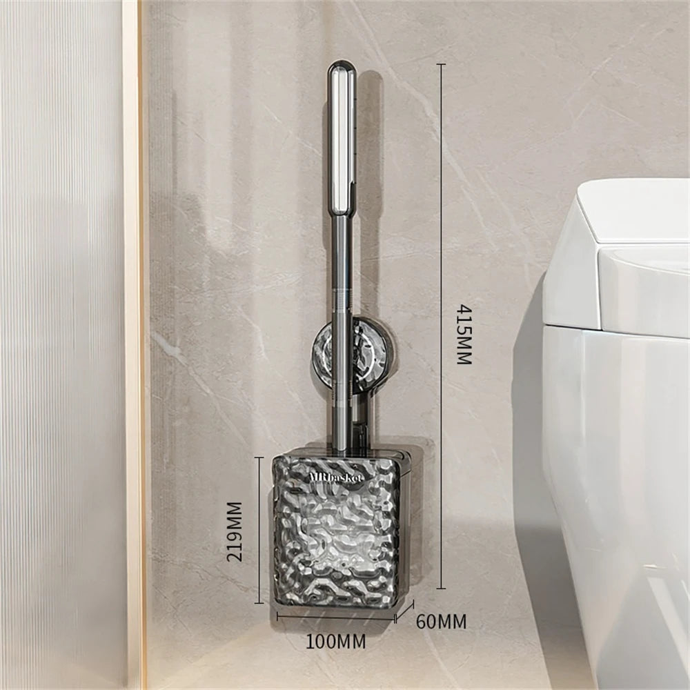 brosse de toilette à ventouse motif glacier avec long manche et fixation murale