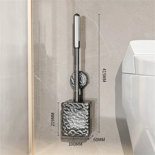 brosse de toilette à ventouse motif glacier avec long manche et fixation murale