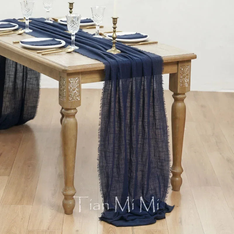Chemin de table coton gaze style vintage mariage - vue 9 sur 29