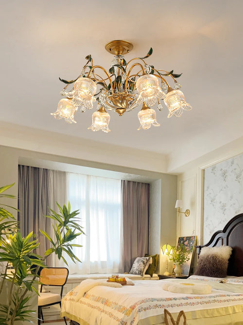 lustre méditerranéen en verre avec motifs floraux tendance - vue 4 sur 8