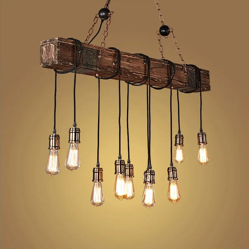 Lustre LED rétro industriels antiques LOFT Bar Vintage Art bois E27