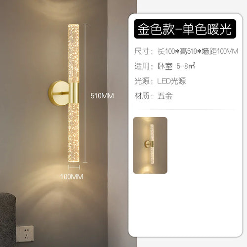 applique murale led double tête moderne cristal bulle - vue 6 sur 10