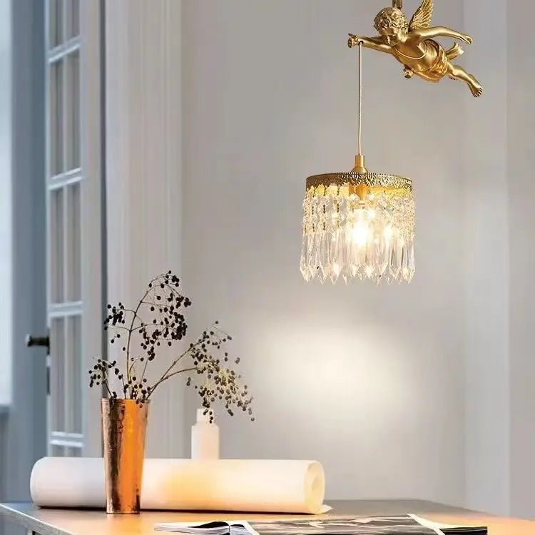 lustre en cristal à led avec ailes d'ange décoration européenne luxueuse - vue 3 sur 6