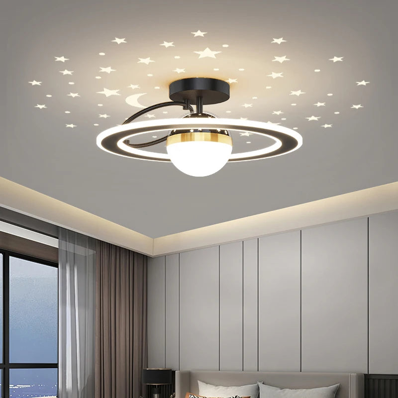 Plafond moderne à LEDs lumières salon chambre Simple personnalité en fer forgé rond maison salle à manger étude lampes d'éclairage intérieur