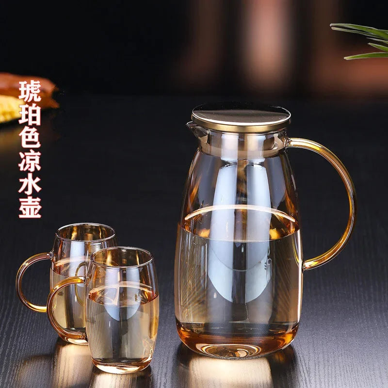 Bouteille carafe verre borosilicate motif fleurs style moderne - vue 3 sur 6
