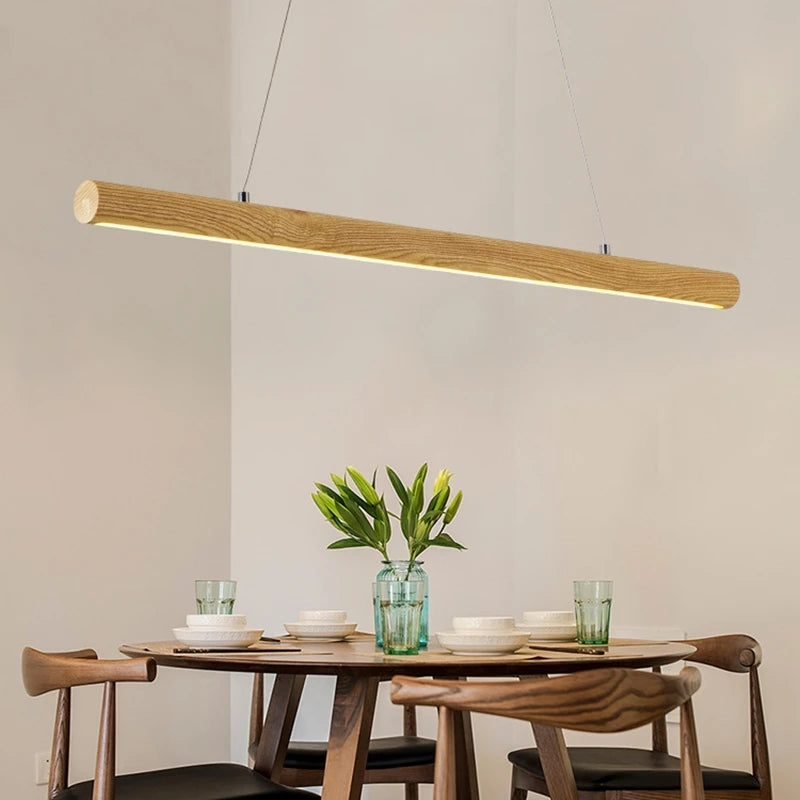 lampe suspendue nordique en bois massif pour intérieur led