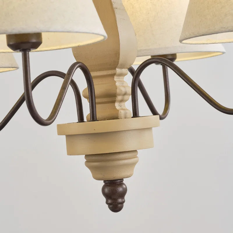 lustre vintage suspendu pour bar café cuisine en bois avec éclairage led - vue 7 sur 7