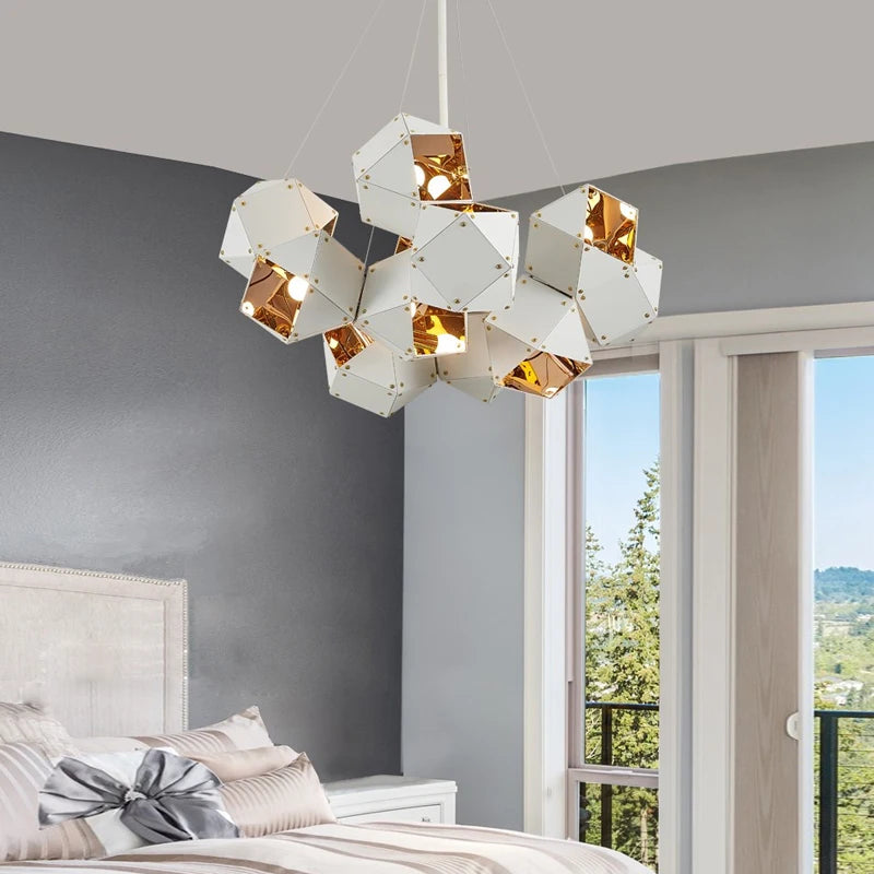 suspension led cube art déco style universel - vue 4 sur 27