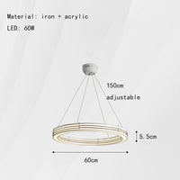 lustre art déco avec anneau pour éclairage suspendu réglable