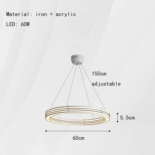 lustre art déco avec anneau pour éclairage suspendu réglable