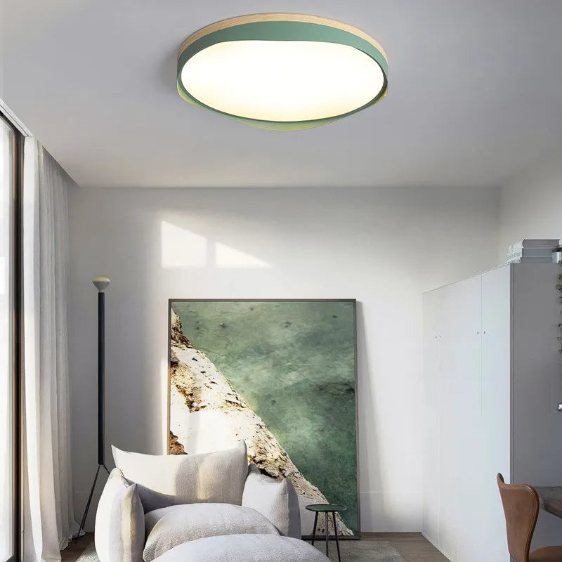 Plafonnier LED nordique moderne Macaron rond rond bord géométrique plafonniers salon chambre Luminaire décoratif d'intérieur