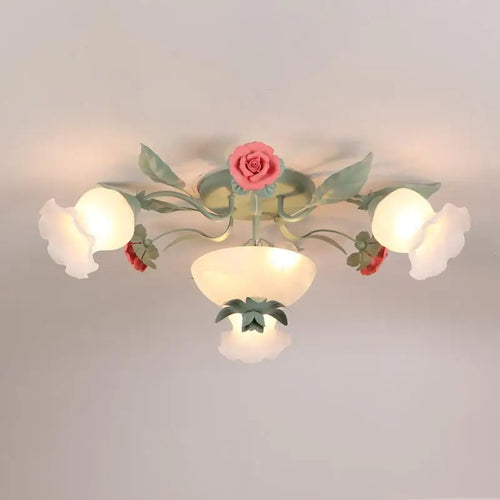 plafonnier en verre rose pour un éclairage romantique et décoratif - vue 9 sur 9