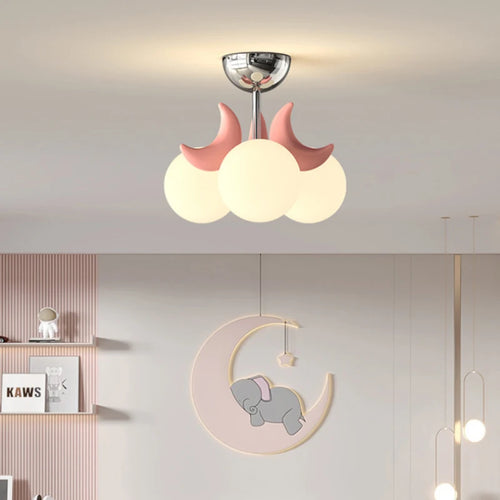 plafonnier enfants roses LED de boule de lune mignonne moderne chaude chambre de princesse romantique petite fille de chambre - vue 2 sur 8