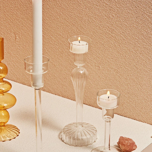 bougeoir en verre transparent décoration intérieure moderne nordique - vue 9 sur 31