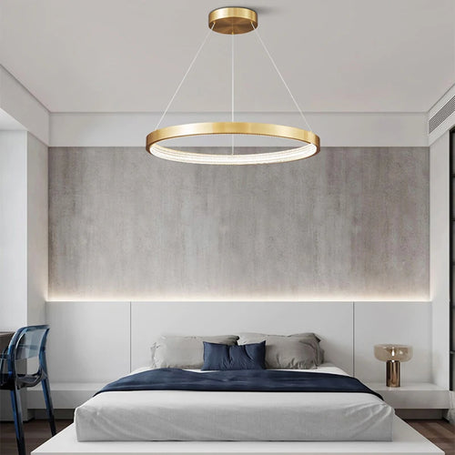 lustre à anneaux en cuivre réglable pour