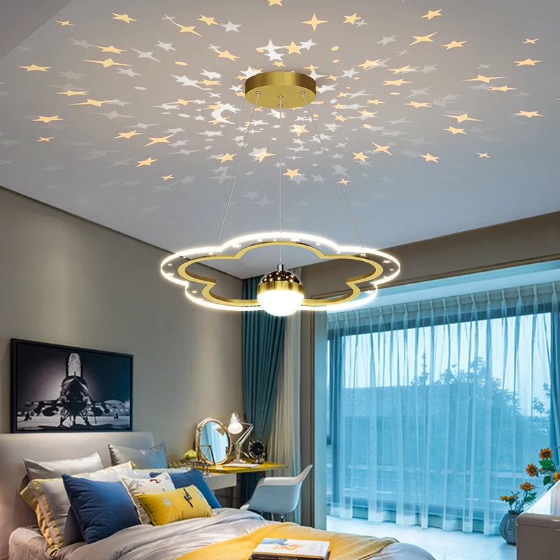 lustre étoile créatif lumineux pour chambre d'enfants - vue 3 sur 21