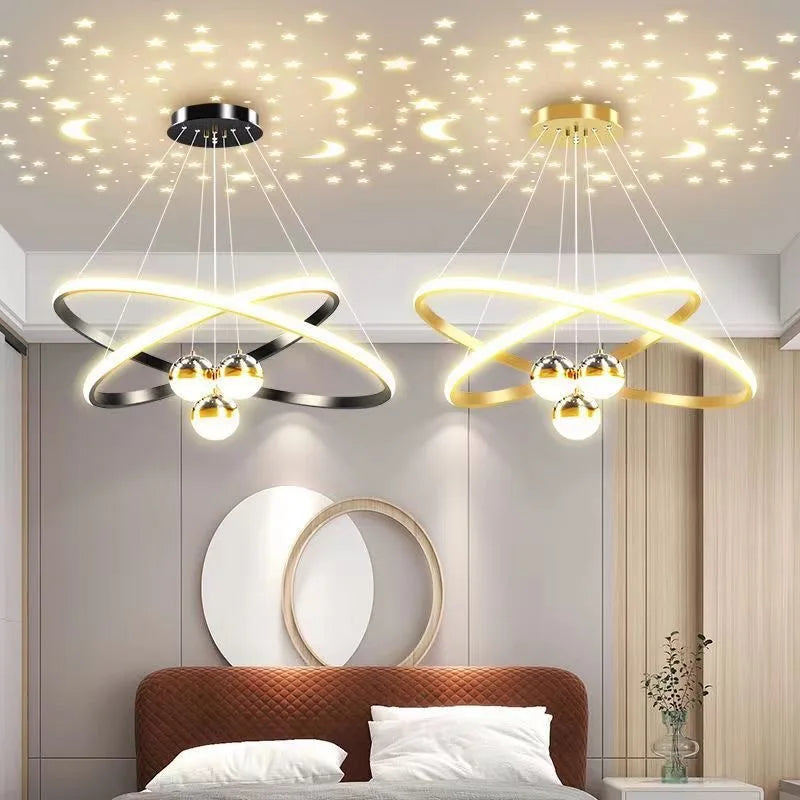 Lustre led anneaux circulaires étoile homedero - vue 3 sur 6
