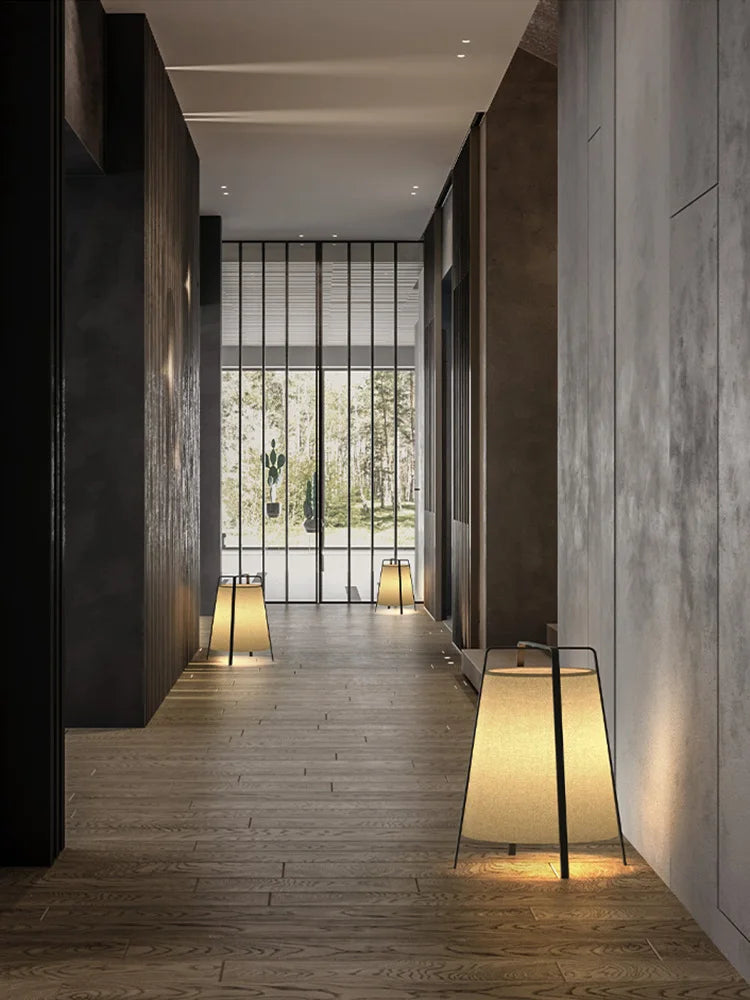 lampadaire japonais rétro en tissu design moderne élégant - vue 4 sur 8