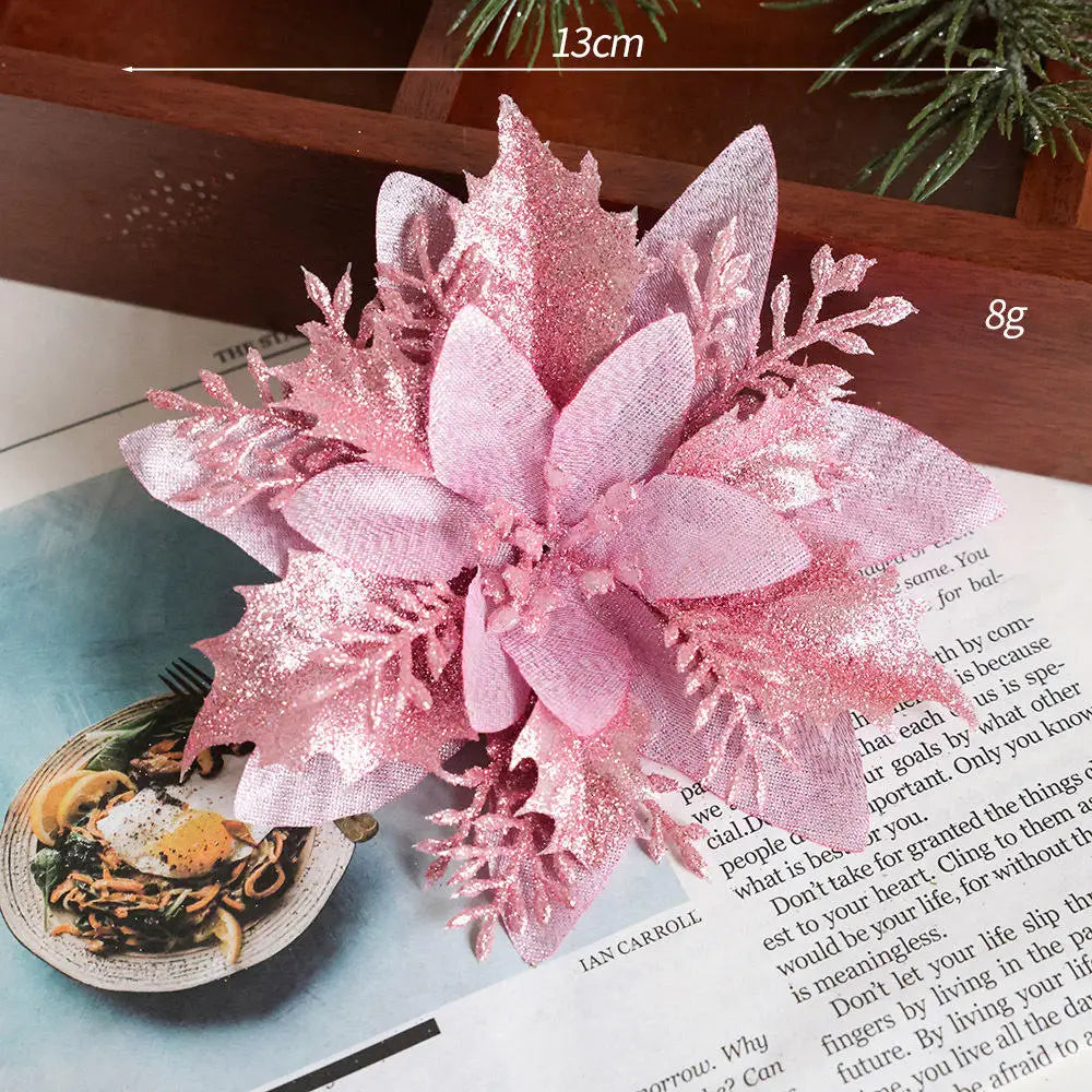 décoration suspendue fleur pailletée pour arbre de noël - vue 23 sur 34