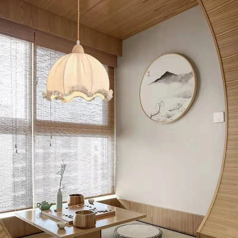 Lustre nordique en tissu de coton et de lin