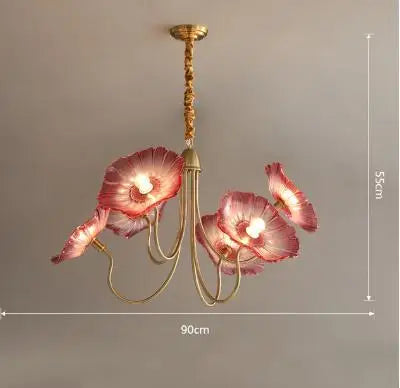 lustre moderne en verre en forme de fleur de lotus avec led - vue 8 sur 14
