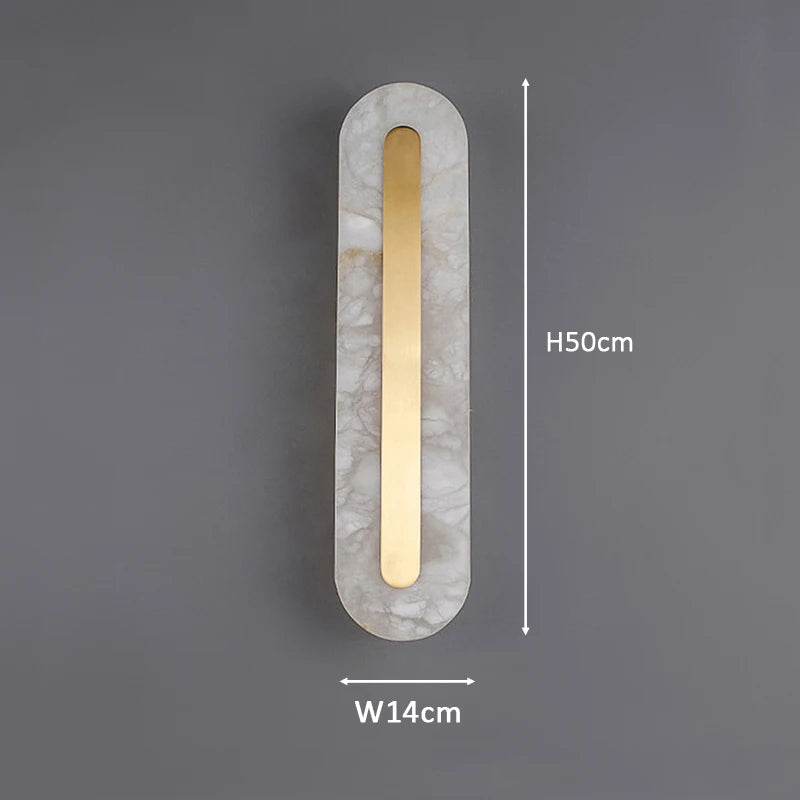 applique murale minimaliste en marbre ovale carré tout en cuivre