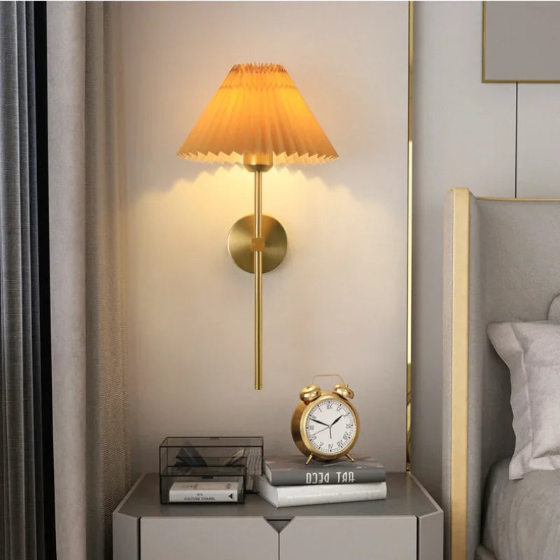 applique murale moderne plissée tissu éclairage hôtel nordique créatif