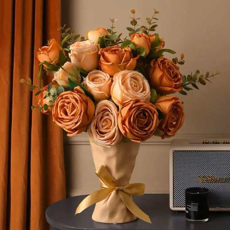 bouquet de roses artificielles en soie pour décoration élégante - vue 5 sur 17