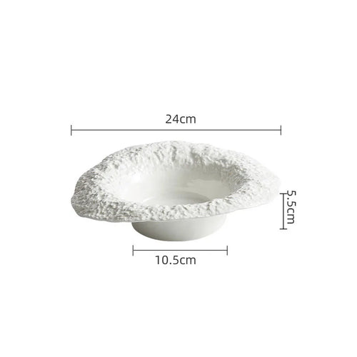 Assiette céramique texture roche bol chapeau design
