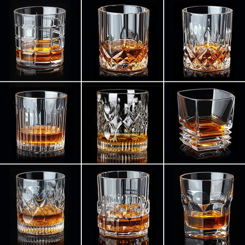 Verres cristal design relief pour whisky biere vin