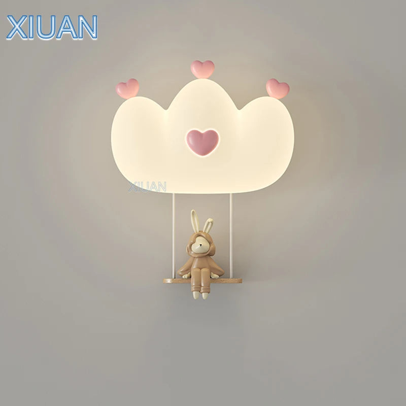 applique murale enfants avec lumières singe et lapin - vue 7 sur 14