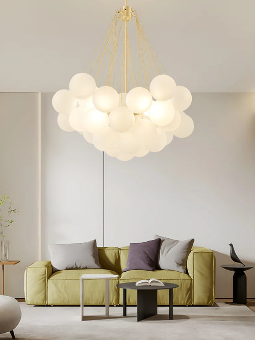 LED élégant moderne bulle boule plafond lustre ivoire verre suspension lumières nordique pour salle à manger Restaurant lampe suspendue - vue 6 sur 10