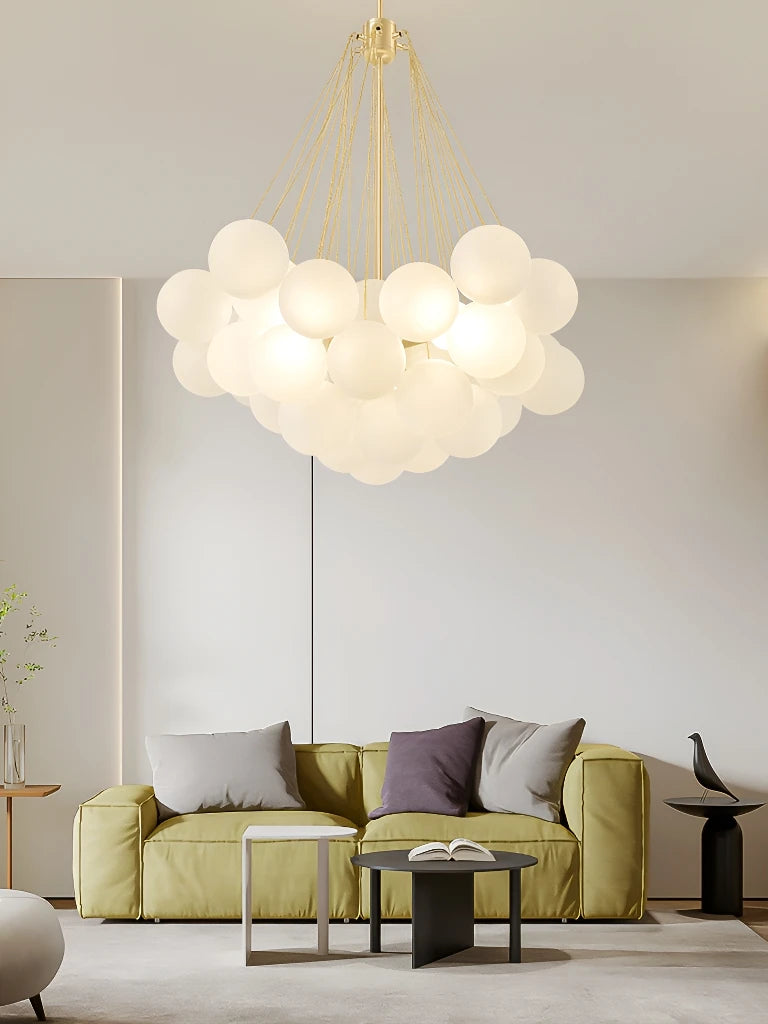 LED élégant moderne bulle boule plafond lustre ivoire verre suspension lumières nordique pour salle à manger Restaurant lampe suspendue - vue 6 sur 10