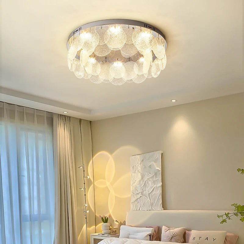 plafonnier led rond en verre pour décoration intérieure