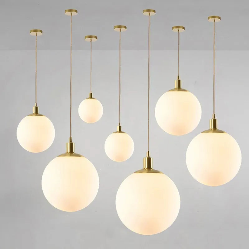 Suspension en verre nordique 8-50 cm boule ronde lampes suspendues pour la maison pour Bar chambre salon café décoration Luminaires Lustre - vue 2 sur 15