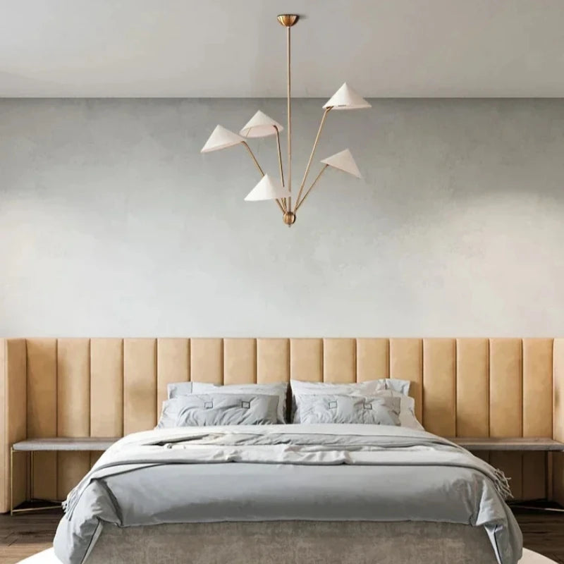 lustre moderne en tissu avec abat-jour créatif et éclairage led - vue 5 sur 7