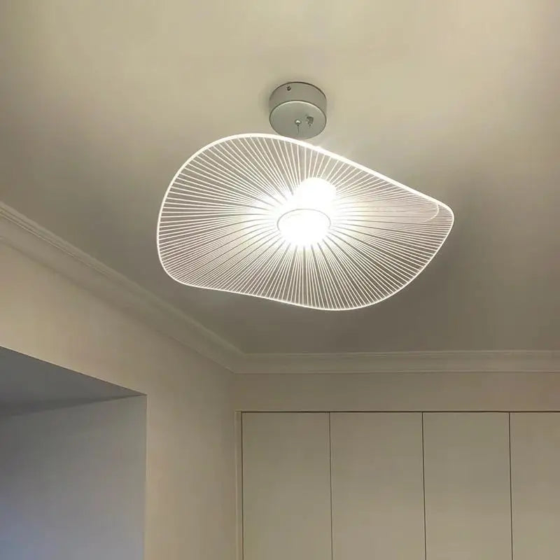 Nordic Acrylic Ceiling Chandeliers Straw Hat Hanging Light Suspension Pendant Lamps for Bedroom Living Dining Room - vue 4 sur 10