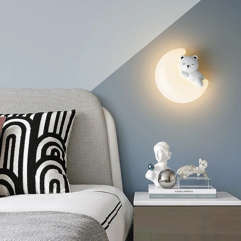 applique murale led étoile lune ours lapin minimaliste moderne