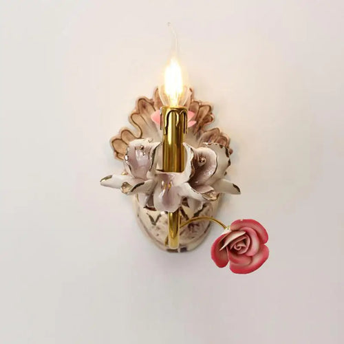 applique murale en céramique luxe style français rétro avec lumière LED - vue 3 sur 11