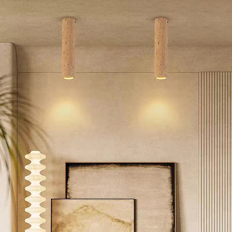 plafonnier cylindrique en pierre naturelle pour éclairage intérieur - vue 5 sur 8