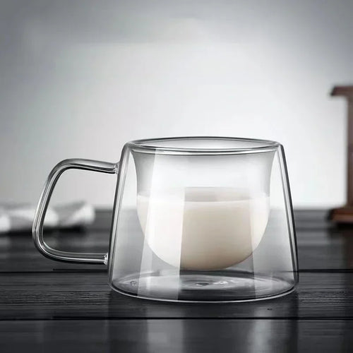 Tasse expresso verre double paroi avec anse