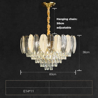 lustre suspendu led art déco avec plumes blanches et grises - vue 14 sur 17