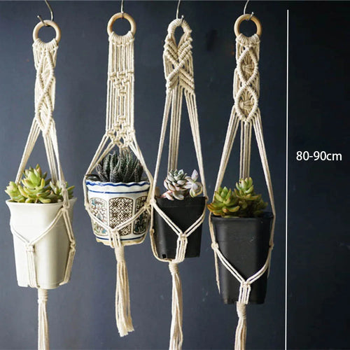lot de 5 suspensions de plantes en macramé style bohème faites main - vue 6 sur 5