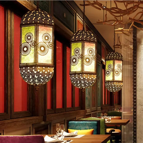 lustre suspendu asiatique décoratif pour intérieur bohème - vue 3 sur 18