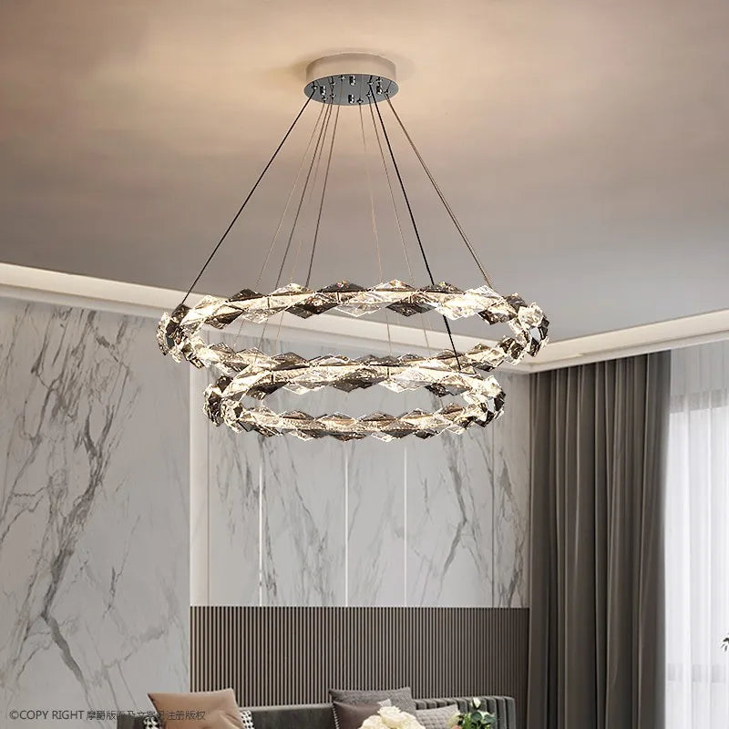 lustre moderne en cristal pour ambiance élégante et minimaliste - vue 5 sur 19