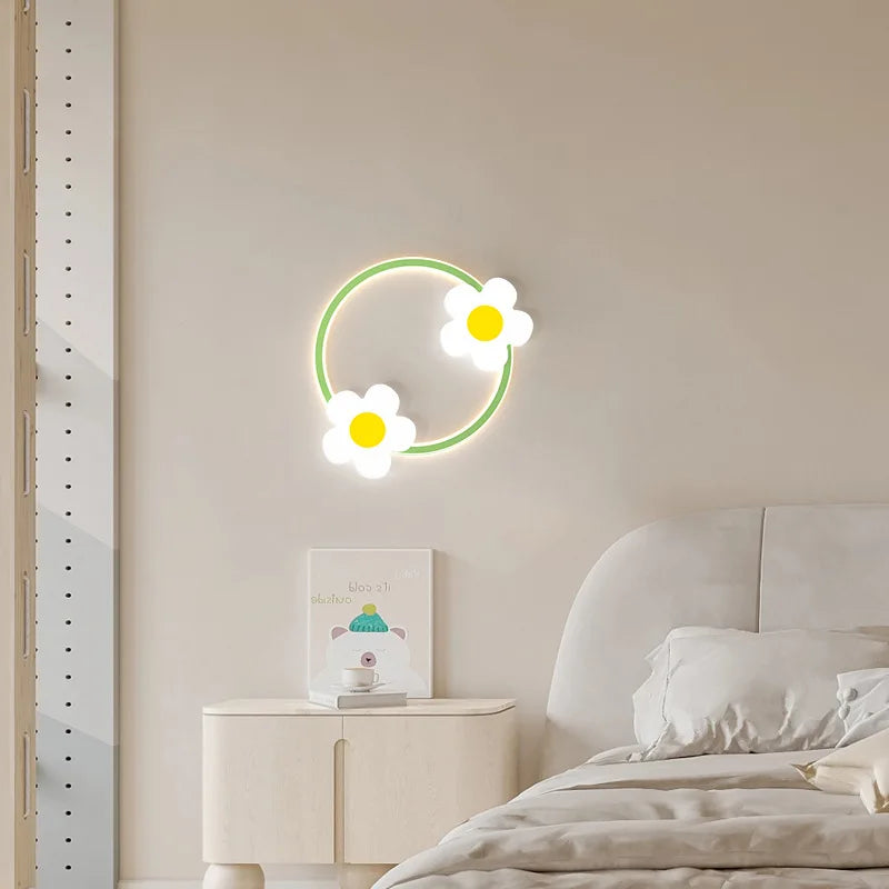 applique murale led fleur pour enfants avec télécommande