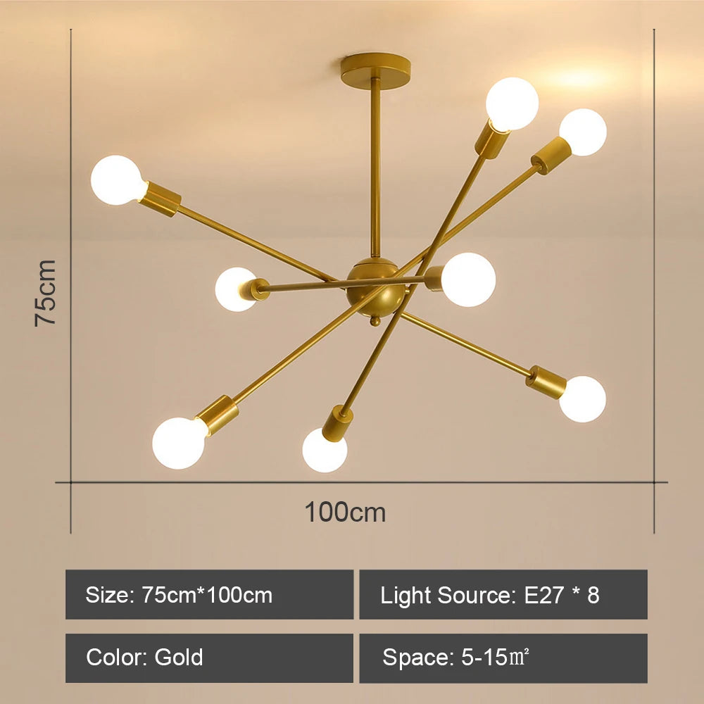lustre moderne nordique sputnik avec éclairage led intérieur - vue 9 sur 16