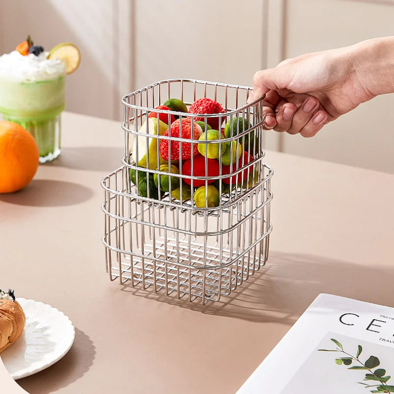 panier de rangement en acier inoxydable pour fruits et légumes - vue 6 sur 7