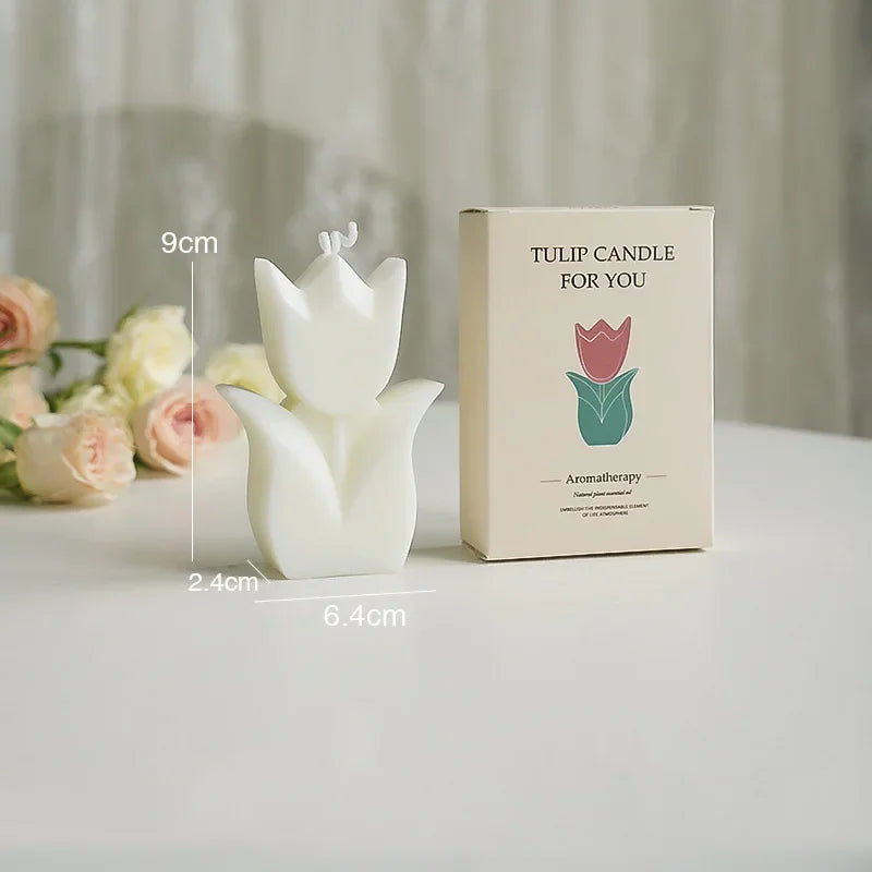 bougie tulipe artisanale parfumée pour décorations et aromathérapie - vue 7 sur 12