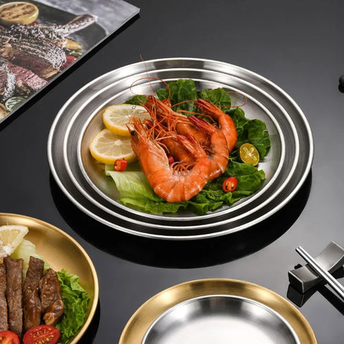 Ensemble 6 assiettes inox multifonction barbecue cuisine